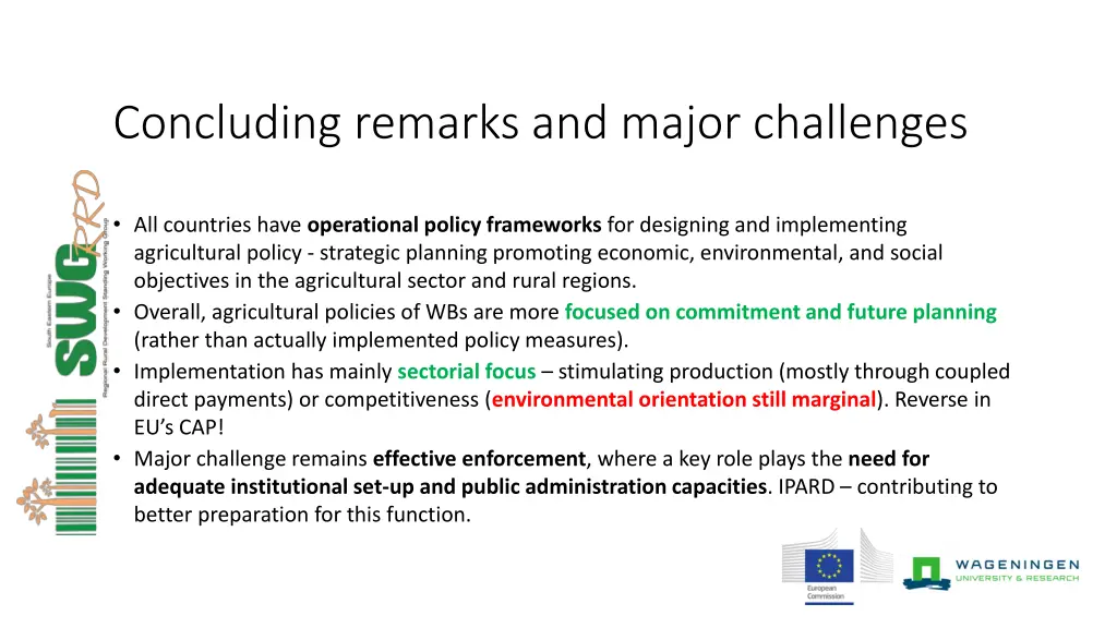 concluding remarks and major challenges