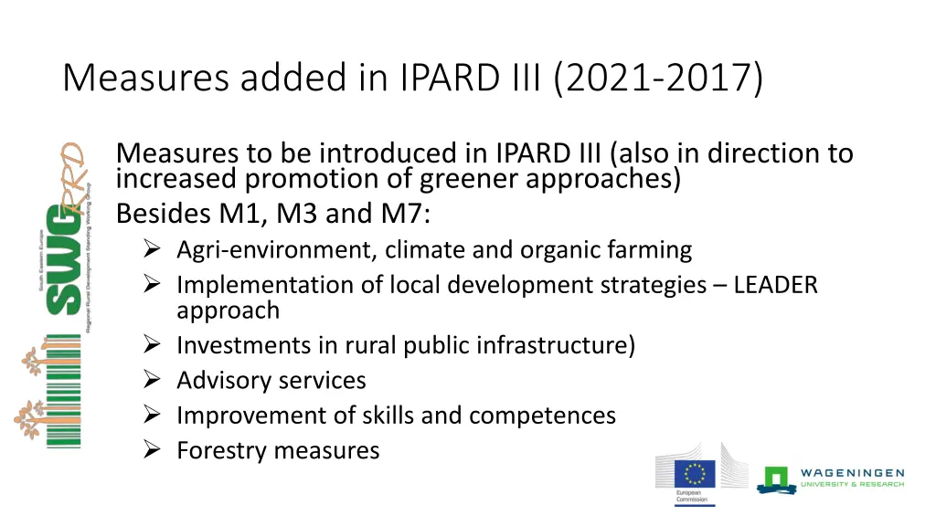 measures added in ipard iii 2021 2017