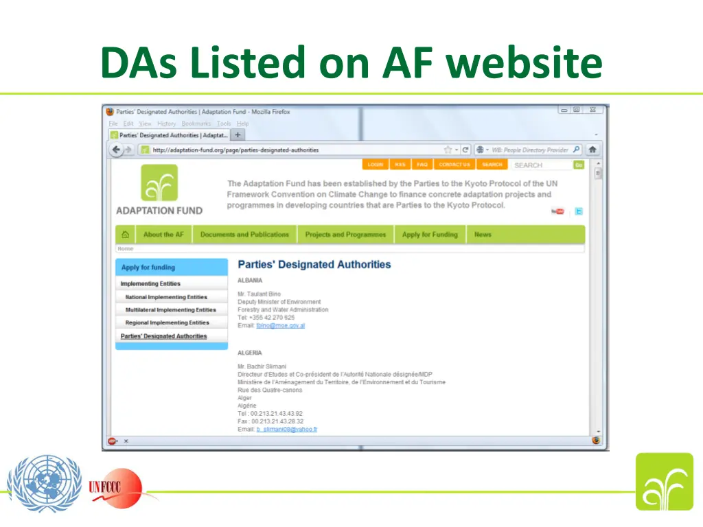 das listed on af website
