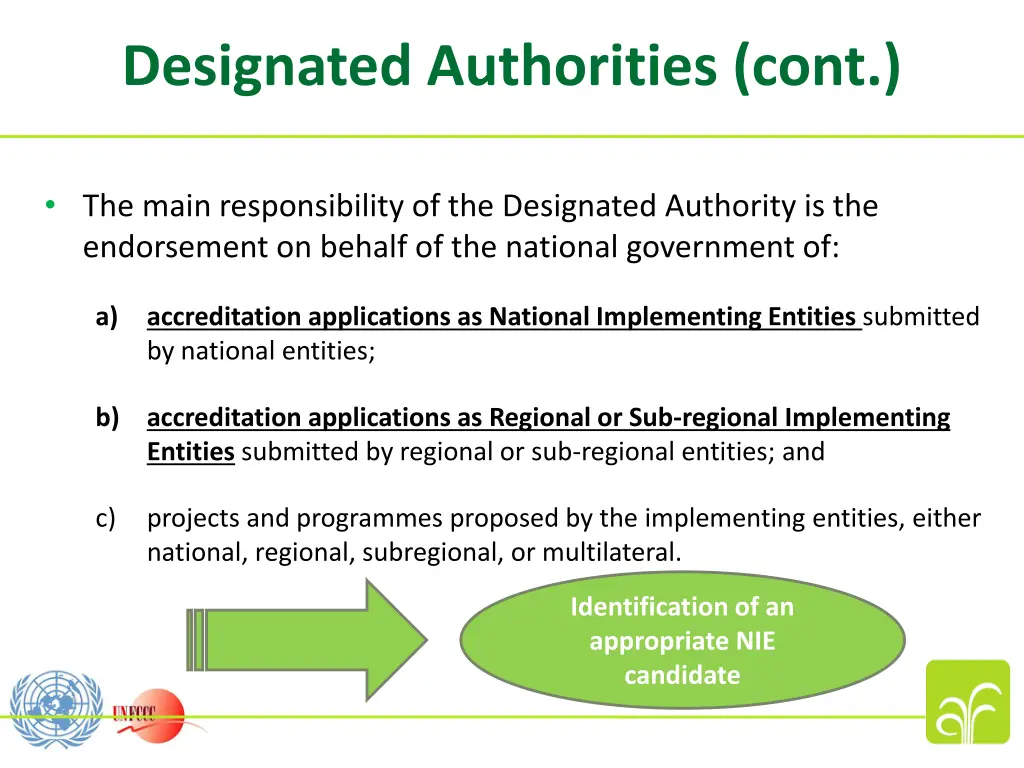 designated authorities cont