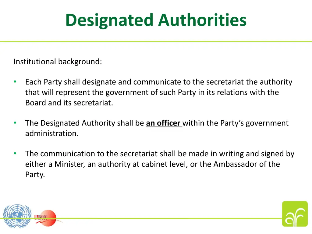 designated authorities