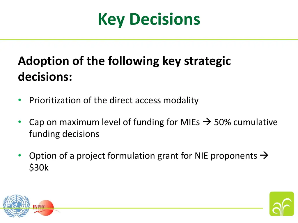 key decisions