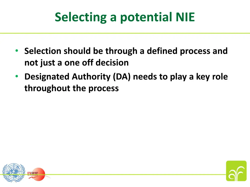 selecting a potential nie