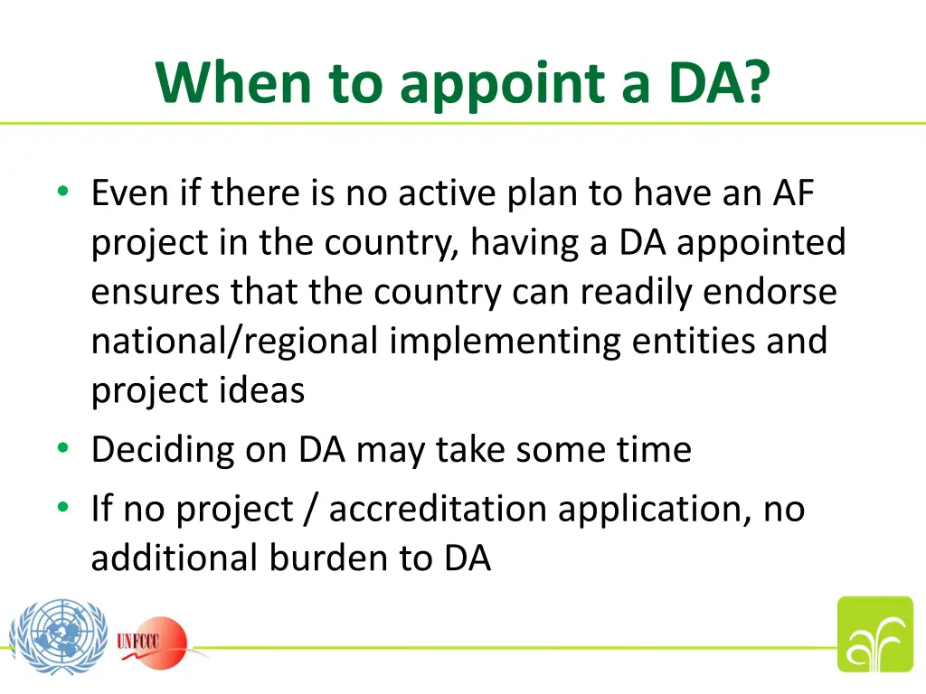 when to appoint a da