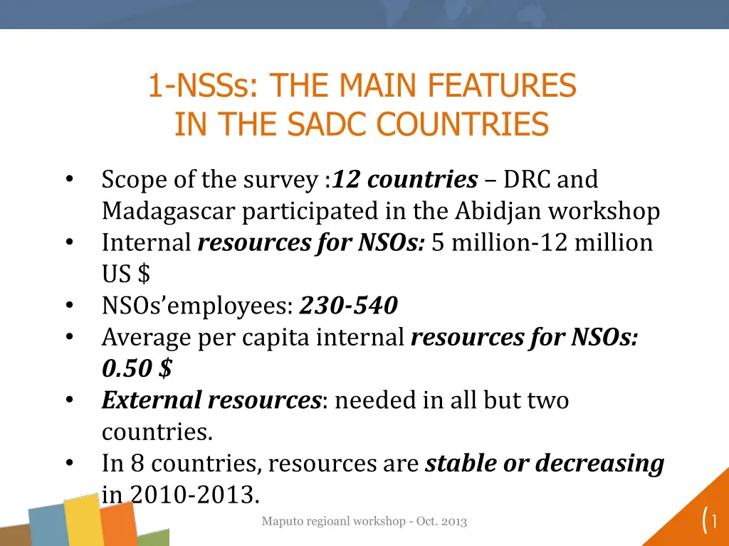 1 nsss the main features in the sadc countries