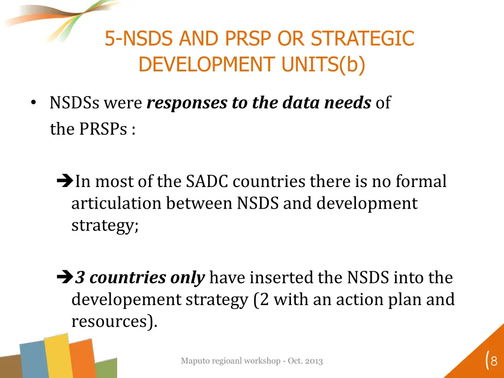 5 nsds and prsp or strategic development units b