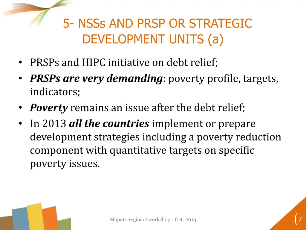 5 nsss and prsp or strategic development units a