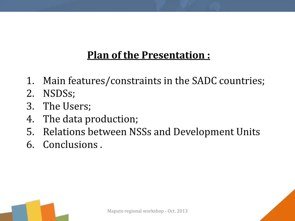 plan of the presentation