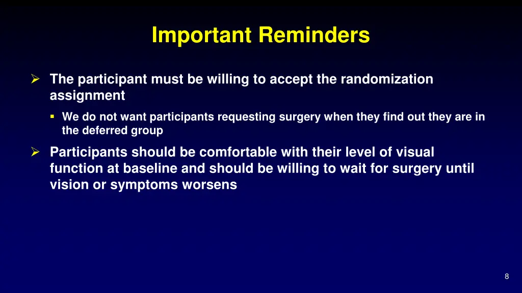 important reminders
