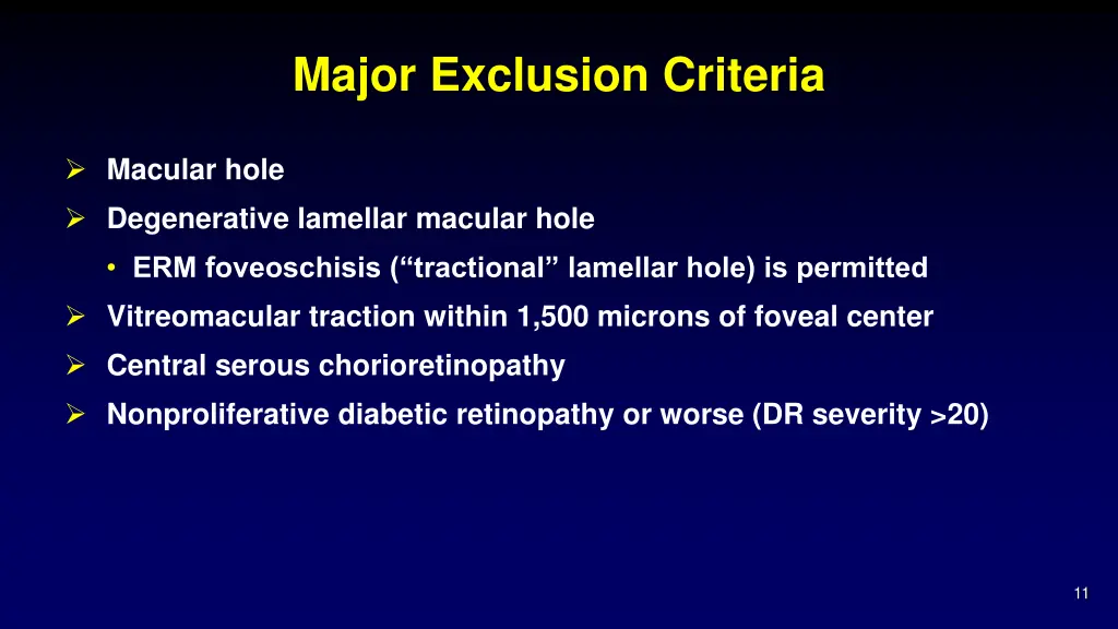 major exclusion criteria 2