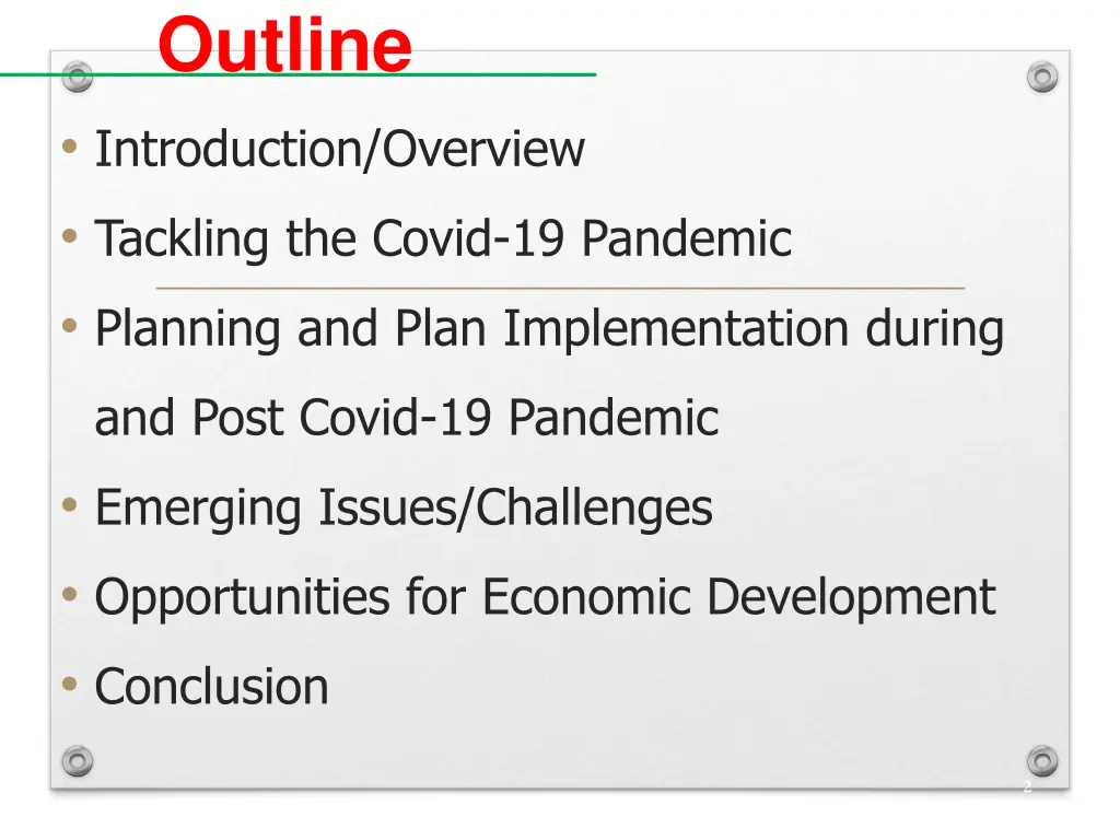 outline introduction overview tackling the covid