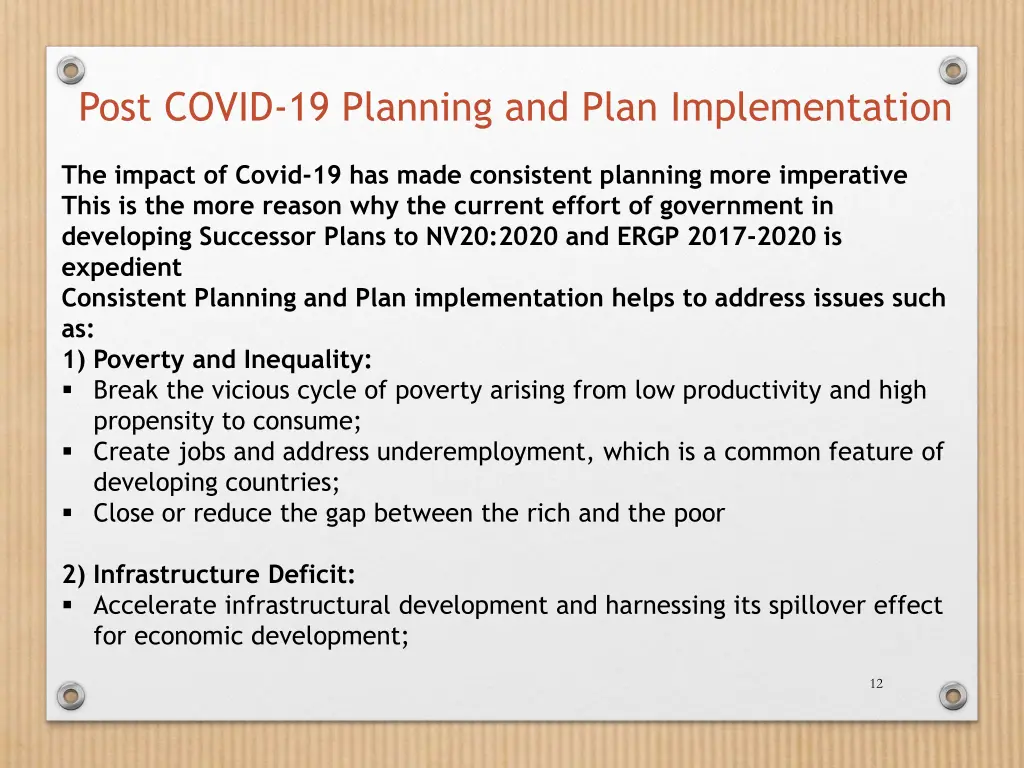 post covid 19 planning and plan implementation