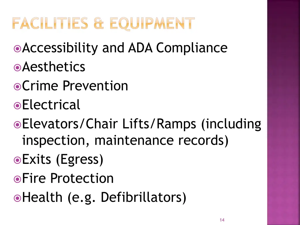 facilities equipment