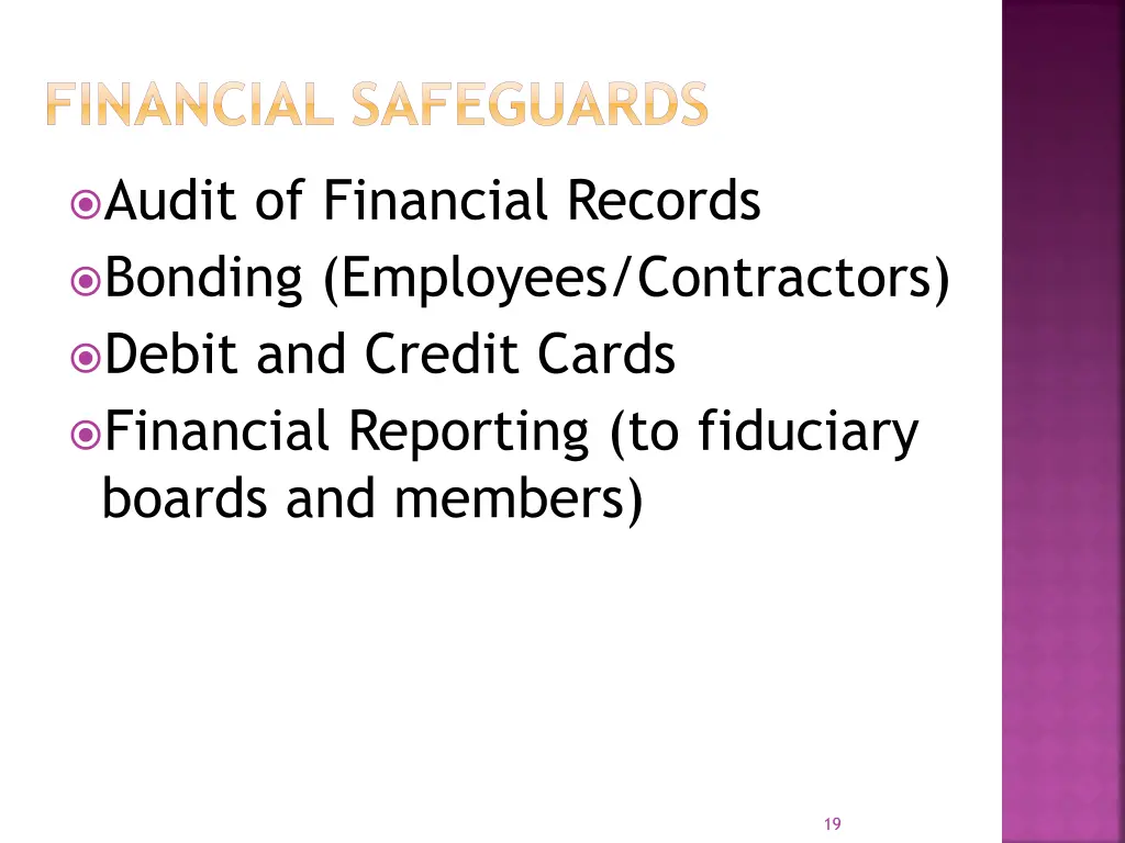 financial safeguards