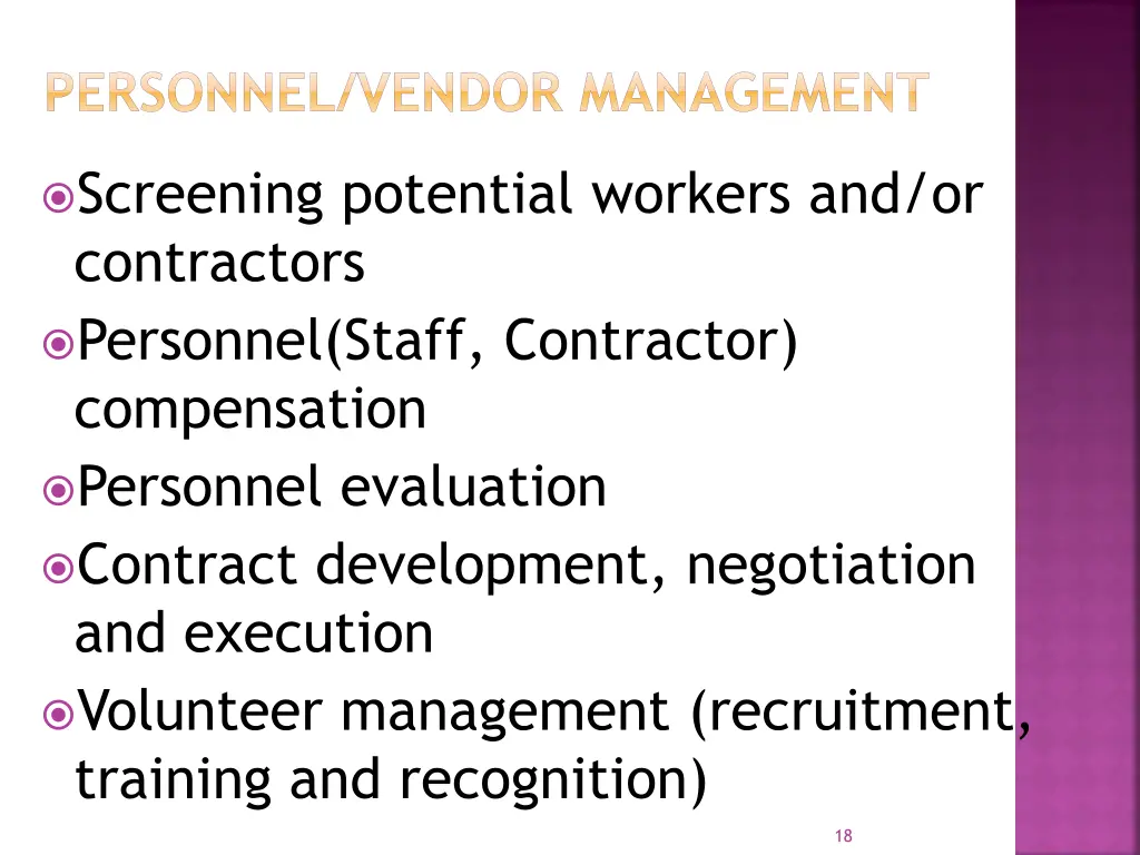 personnel vendor management