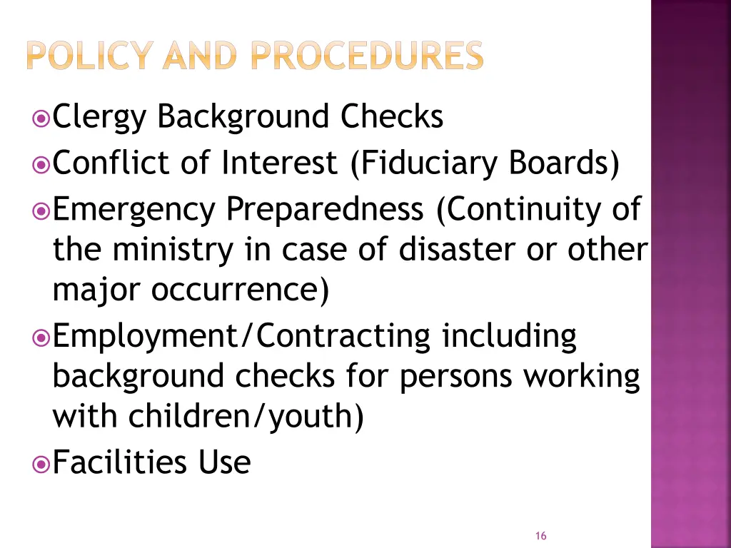 policy and procedures