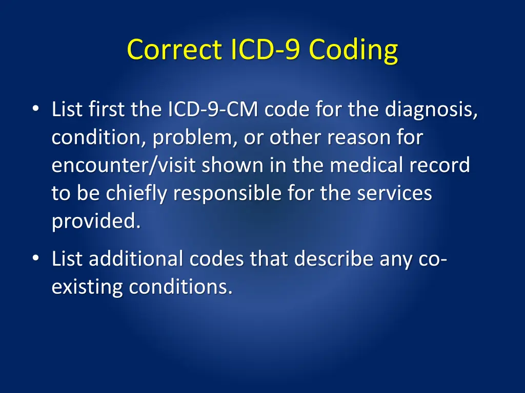 correct icd 9 coding