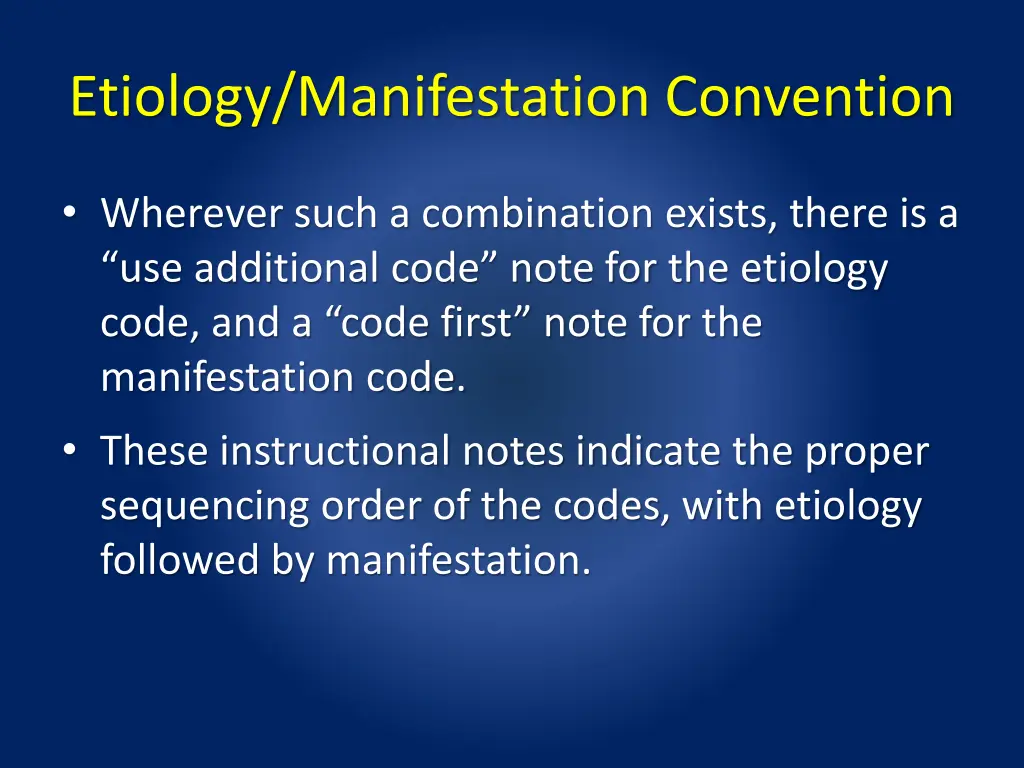 etiology manifestation convention 1