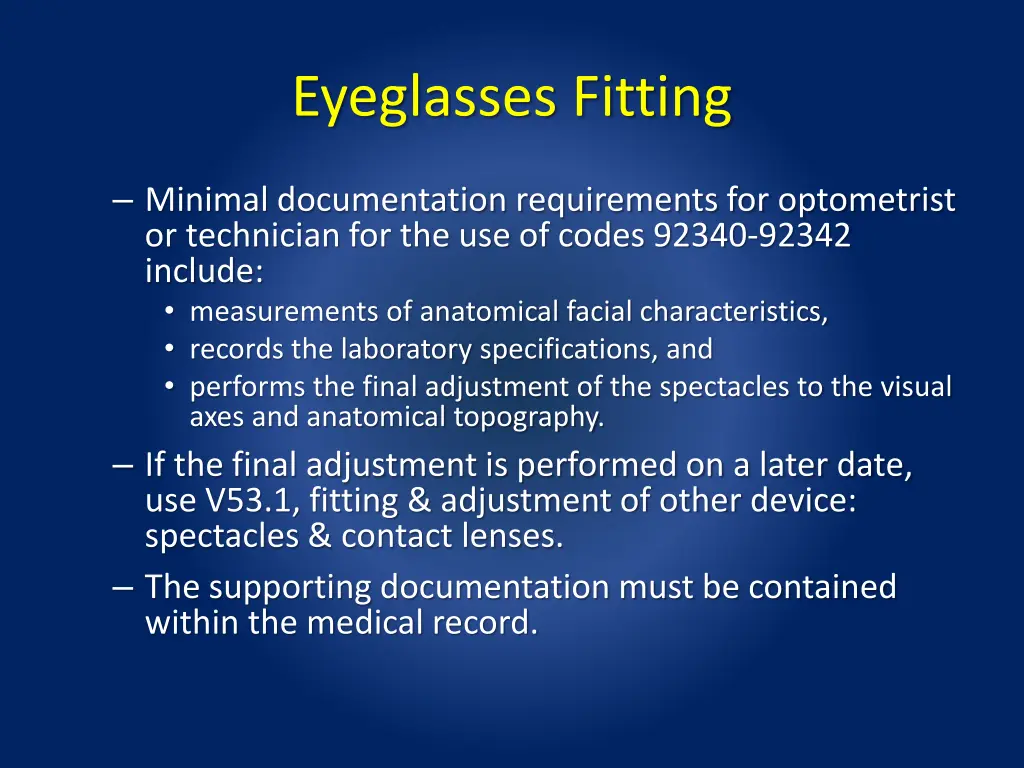 eyeglasses fitting
