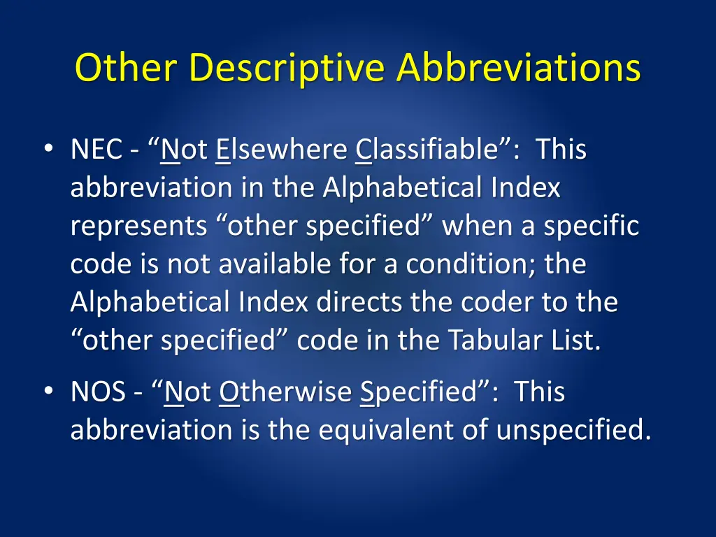 other descriptive abbreviations