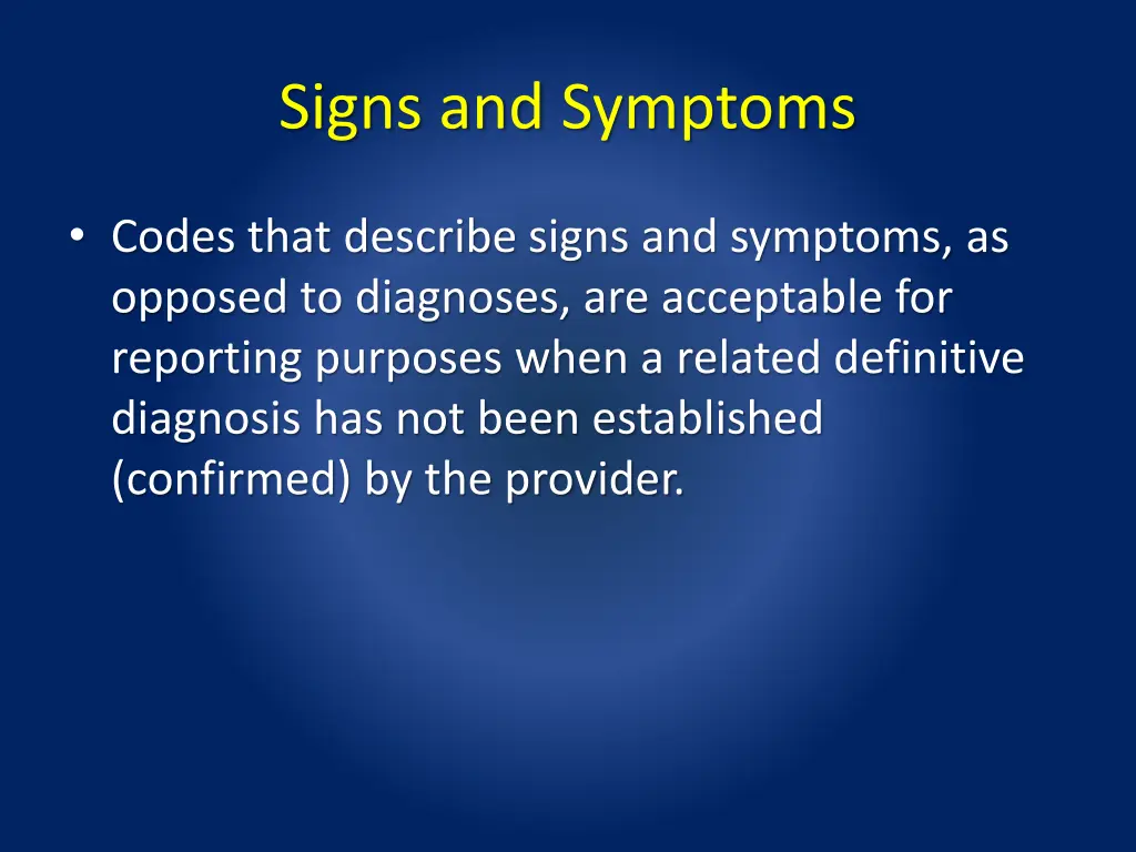 signs and symptoms