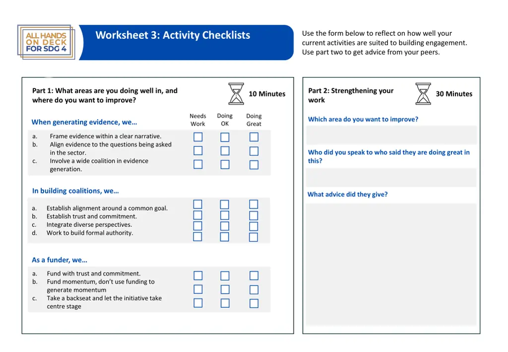 worksheet 3 activity checklists