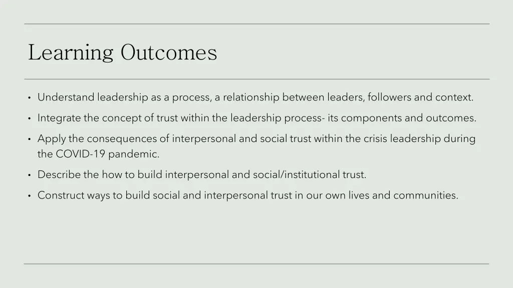 learning outcomes