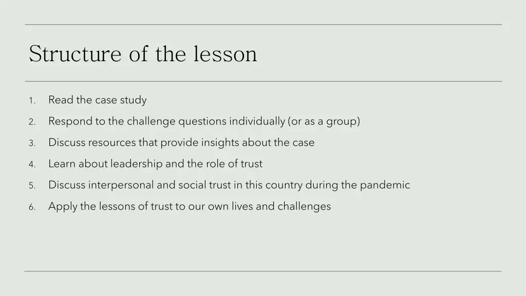 structure of the lesson