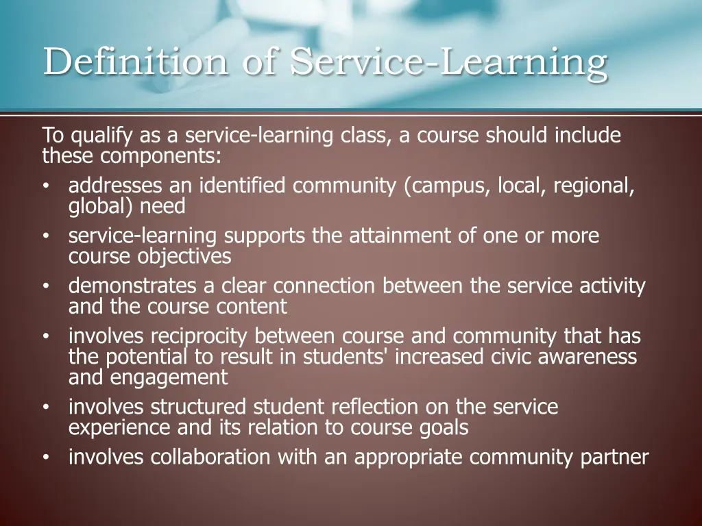 definition of service learning 1