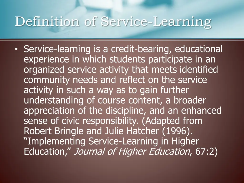 definition of service learning