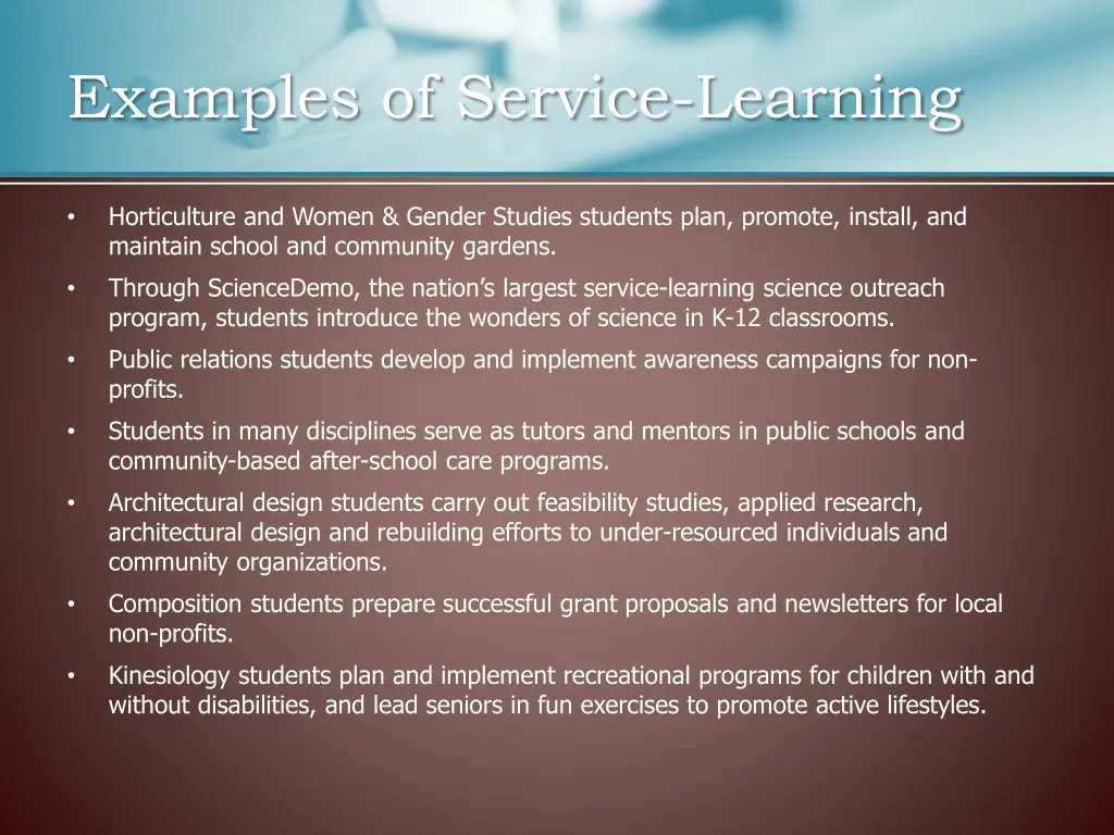 examples of service learning