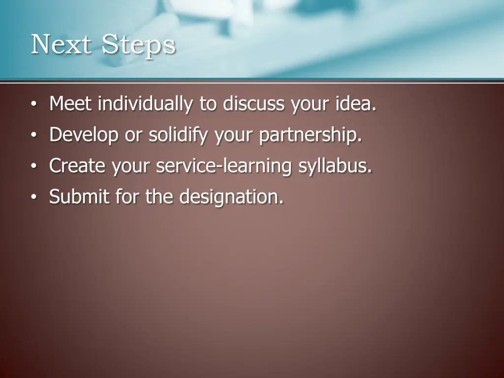 next steps