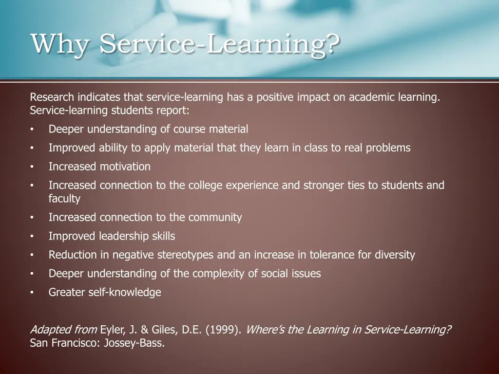 why service learning