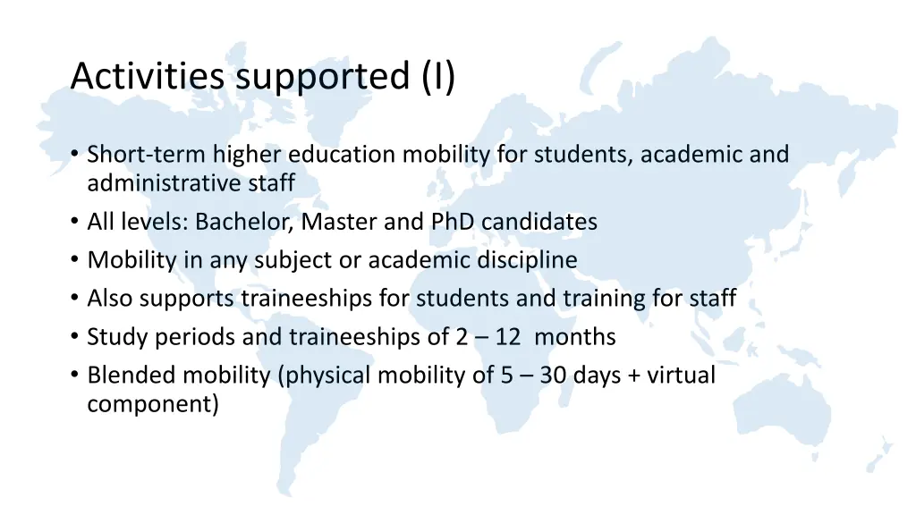 activities supported i