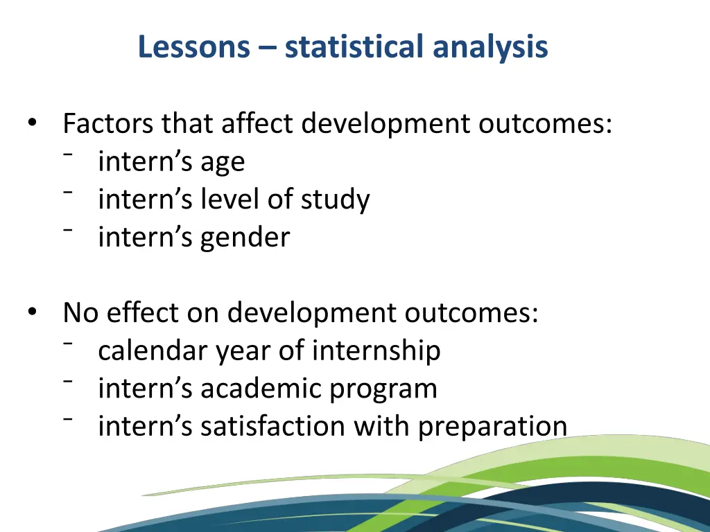 lessons statistical analysis