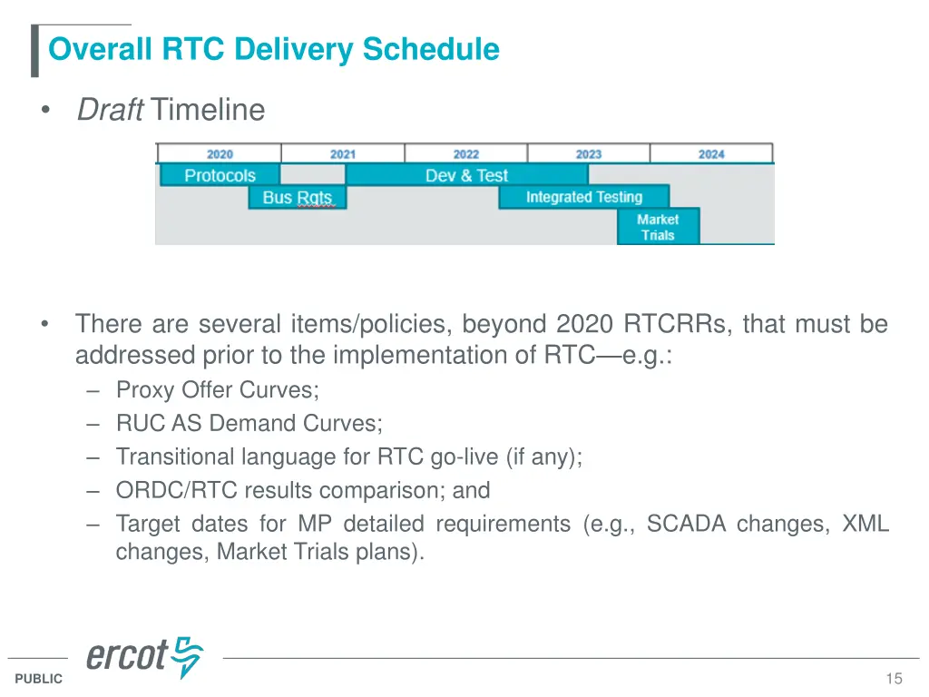overall rtc delivery schedule