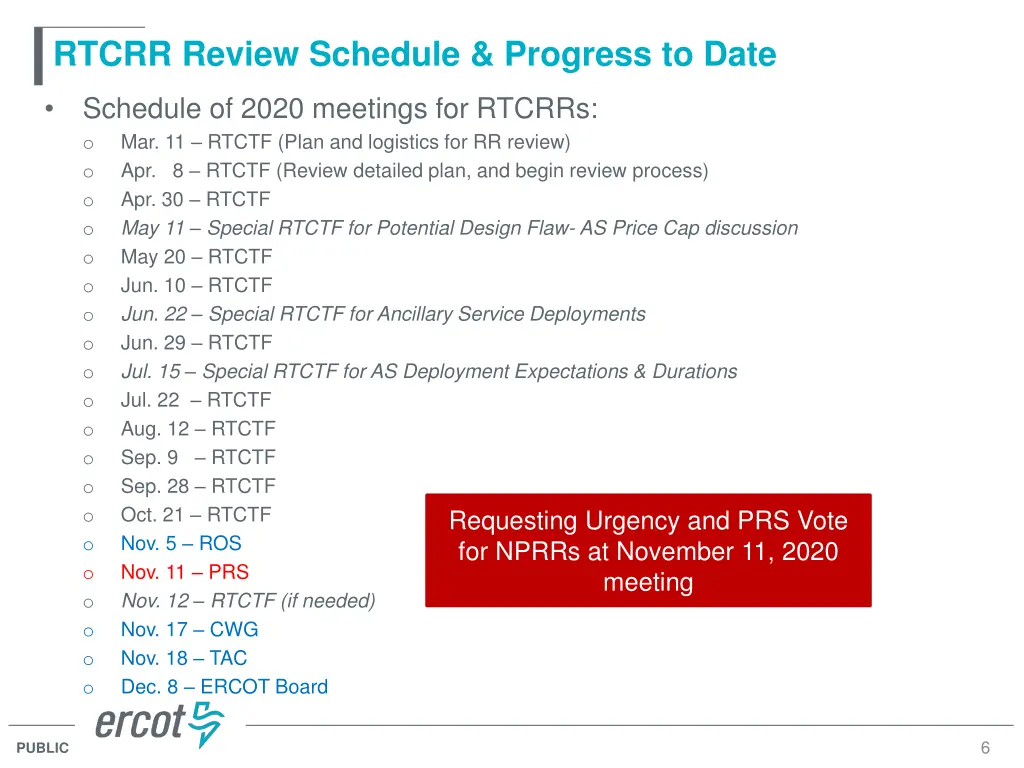 rtcrr review schedule progress to date 1
