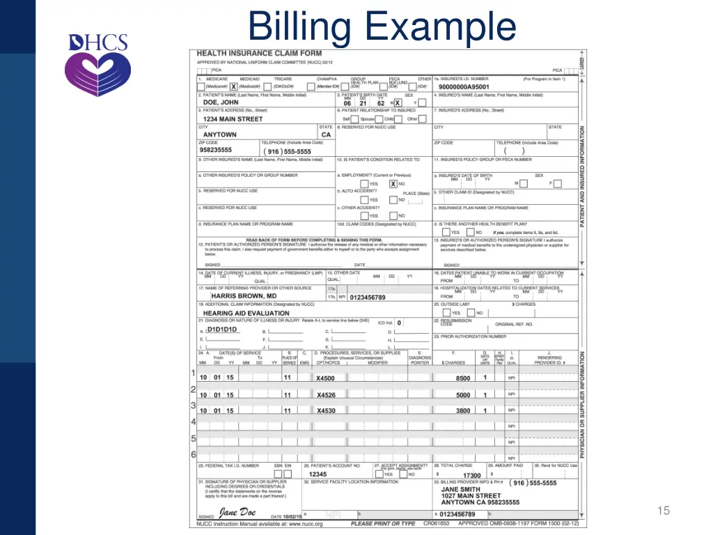 billing example