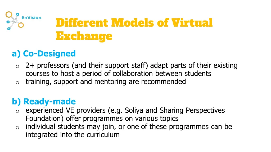 different models of virtual exchange