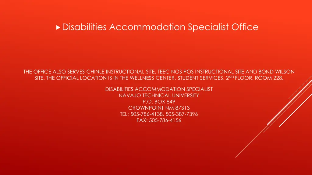 disabilities accommodation specialist office