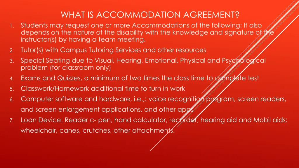 what is accommodation agreement students