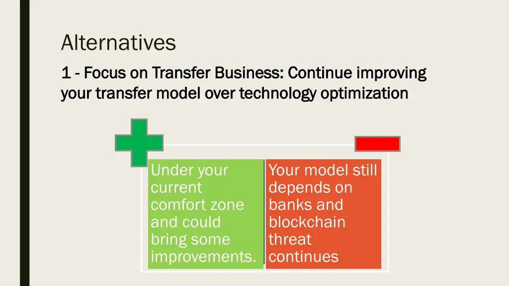 alternatives 1 1 focus on transfer business