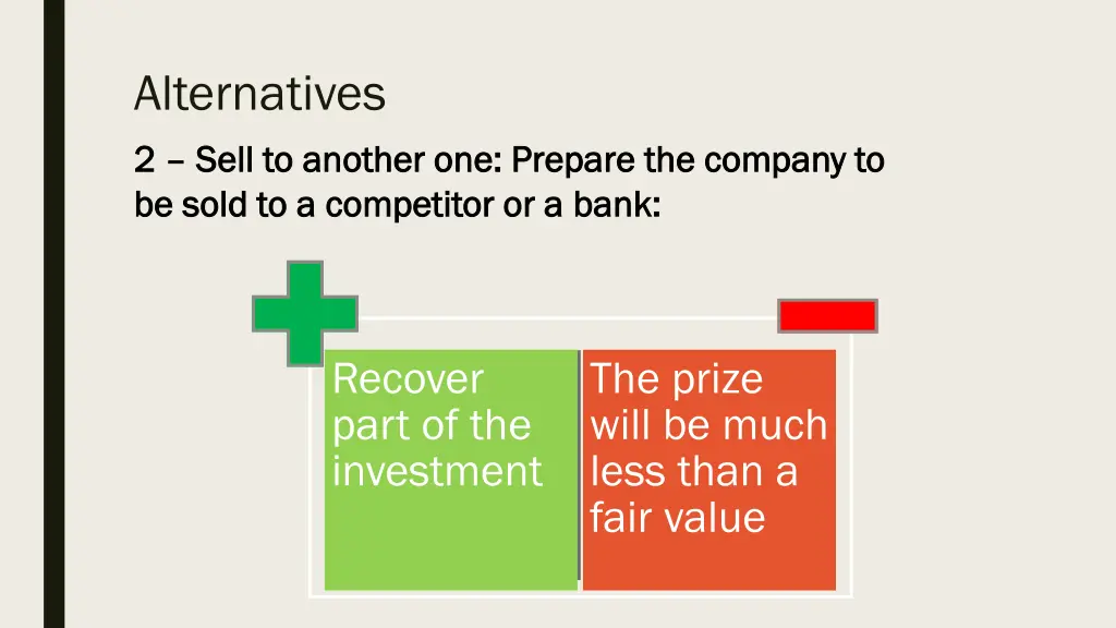 alternatives 2 2 sell to another one prepare