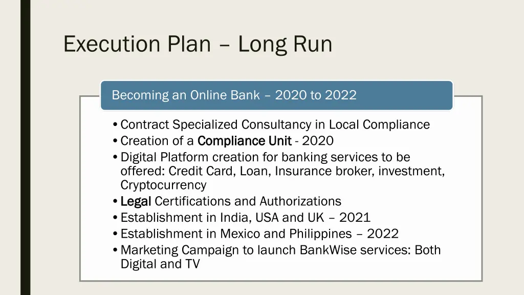 execution plan long run