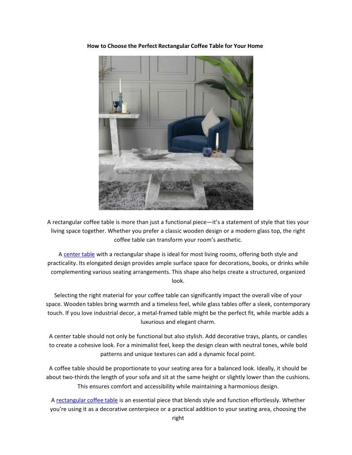 how to choose the perfectrectangularcoffee table