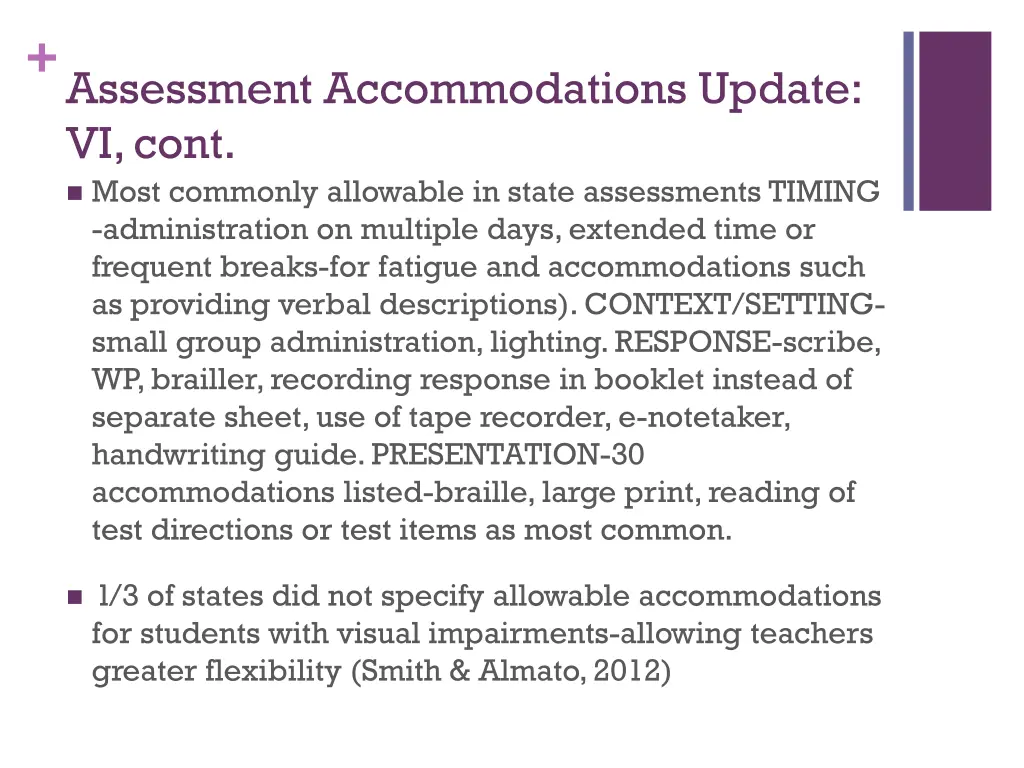 assessment accommodations update vi cont most