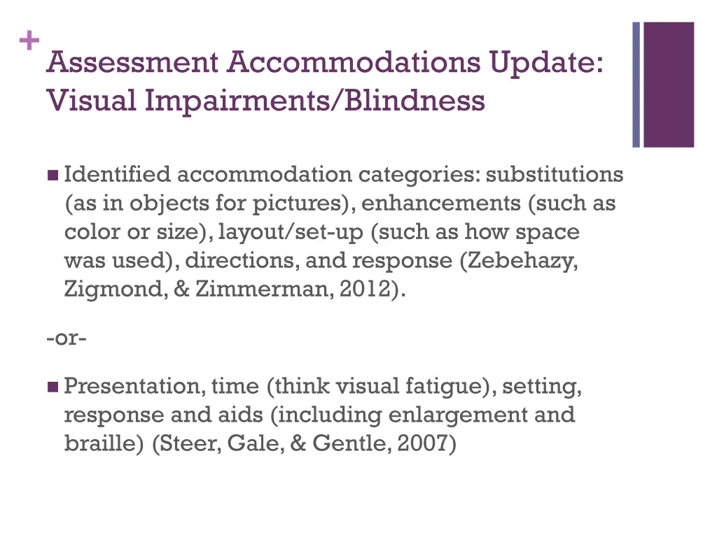 assessment accommodations update visual