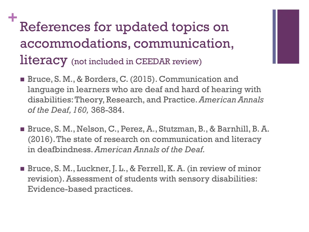 references for updated topics on accommodations