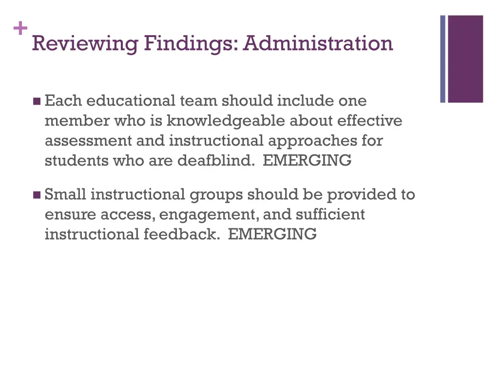 reviewing findings administration