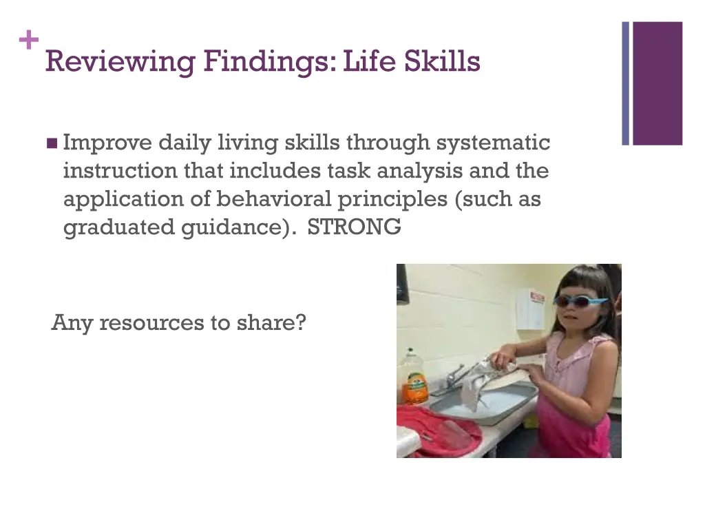 reviewing findings life skills